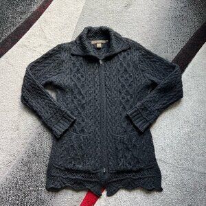 Inis Crafts Irish Merino Wool Fisherman Zip Up Sweater